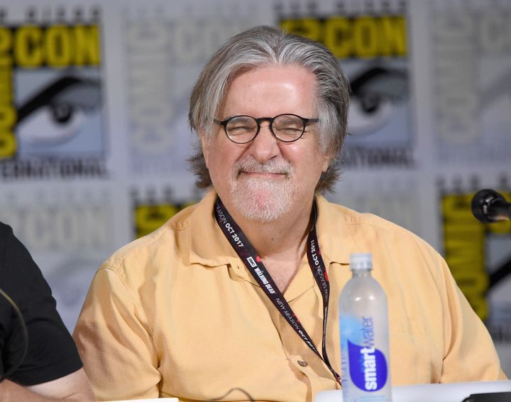 Matt Groening, here at an appearance last year in San Diego, recently said he's "proud of what we do on the show" when asked about "The Simpsons" character Apu Nahasapeemapetilon.