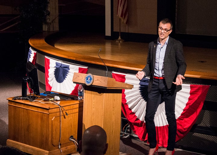 The author speaks to members of the FBI's Criminal Justice Information Services Division during a LGBTA Special Emphasis Program on June 9, 2017. His keynote talk was titled "How You Approach the 'Other' Is How You Approach Life."