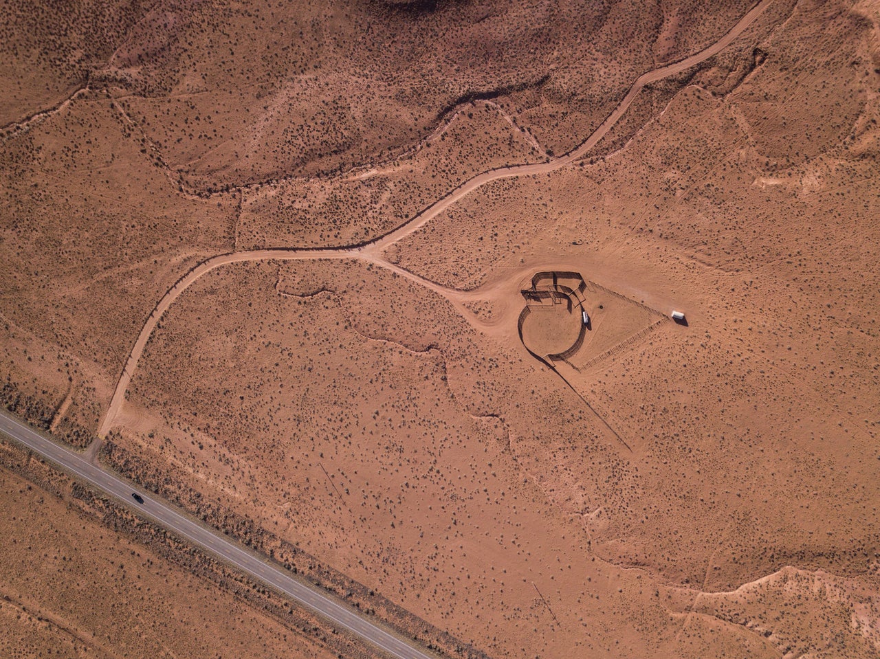 The corral off of Highway 163 and Lime Creek Road near Comb Ridge and Bluff, Utah.