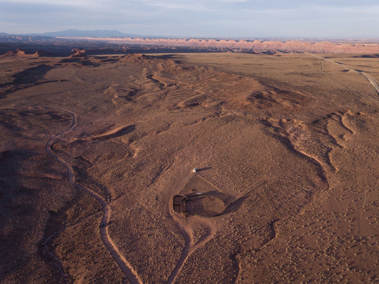 An aerial of Zane Odell's corral. 