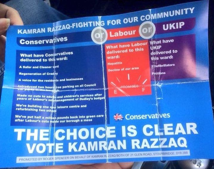 Local candidate Kamran Razzaq claims Labour brought hepatitis to Cradley West Midlands ahead of local elections