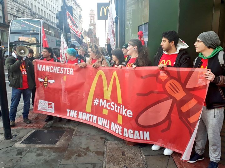 The picket outside McDonald's in Manchester this morning