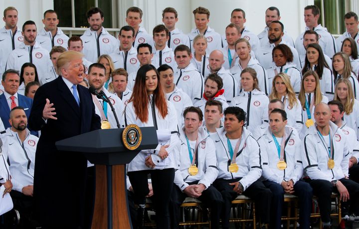 During his address to members of the 2018 U.S. Olympic and Paralympic teams, President Donald Trump said the Paralympic Games were "a little tough to watch too much."