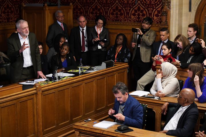 <strong>Jeremy Corbyn addresses the APPG on race relations.</strong>