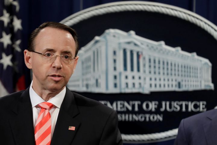 Deputy Attorney General Rod Rosenstein at the Justice Department in March.