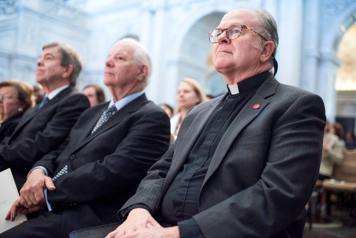 Here's House Chaplain Patrick Conroy sitting peacefully. House Speaker Paul Ryan abruptly fired him for some reason.