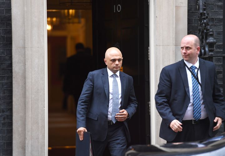 Newly-appointed Home Secretary Sajid Javid leaves Downing Street.