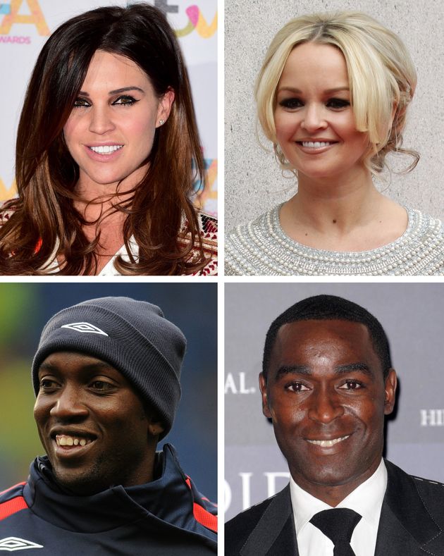 Danielle Lloyd (left), Jennifer Ellison, Dwight Yorke (left) and Andrew Cole