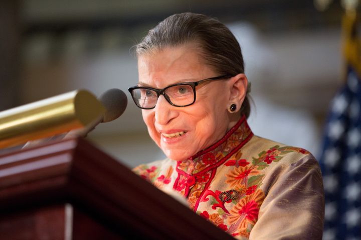 Supreme Court Justice Ruth Bader Ginsburg speaks at a Women's History Month reception at the Capitol in March.