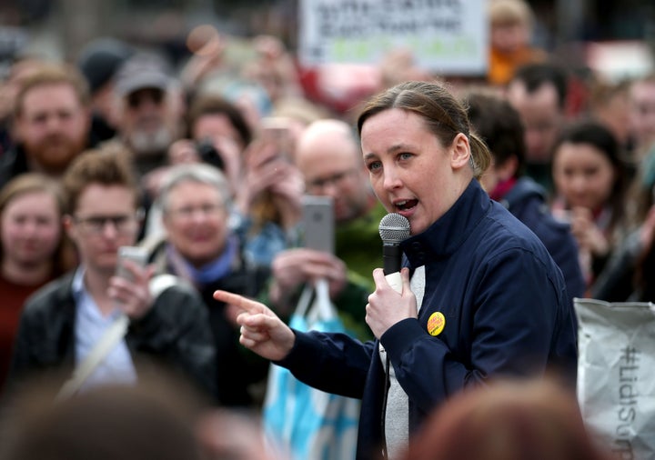Black speaks during a protest in George Square, Glasgow,
