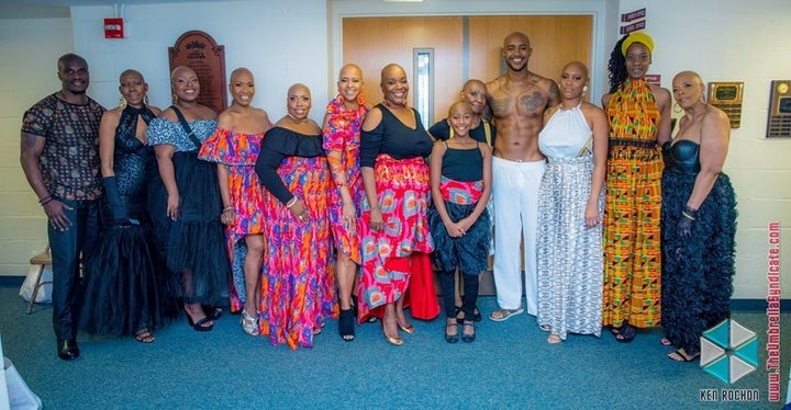 A group of models pose during Alyscia Cunningham's "I Am More Than My Hair" fashion show.