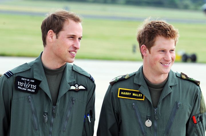 Prince William and Prince Harry on June 18, 2009, in Shawbury, England.