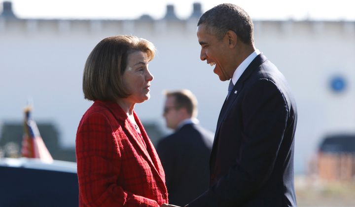 Former President Barack Obama, pictured here being greeted by Sen. Dianne Feinstein (D-Calif.) in San Francisco in November 2013, has endorsed the longtime senator in her re-election bid.