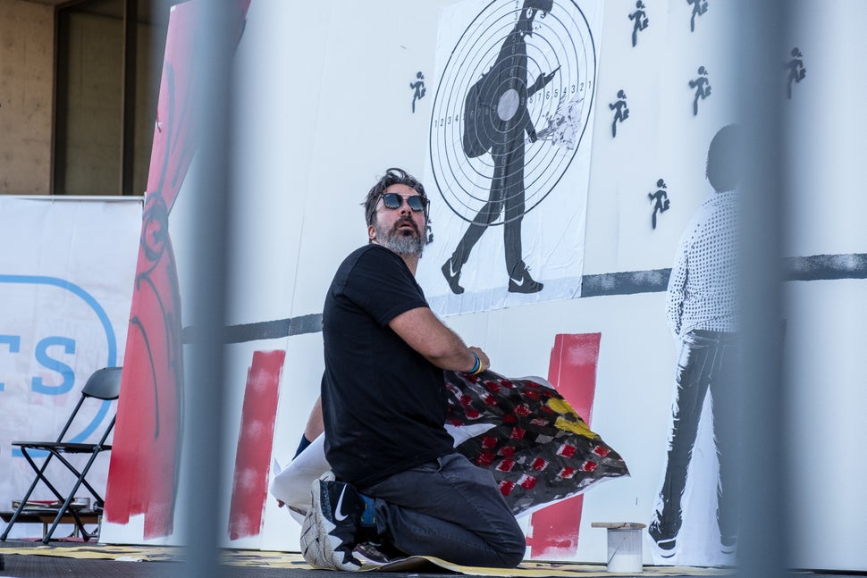 Manuel Oliver creates a mural in honor of his son, Joaquin, who was killed at the school shooting in Parkland, Florida, in Fe