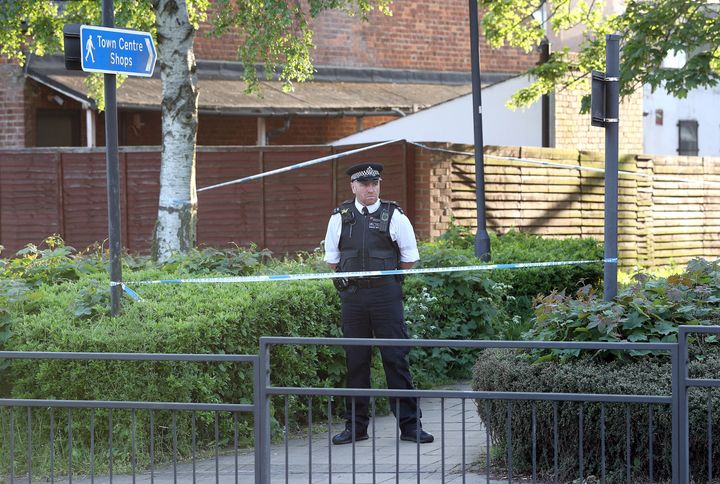 Police close to Palmerston Road and the A409, following two shootings at two locations in close proximity in, Wealdstone, in north-west London.