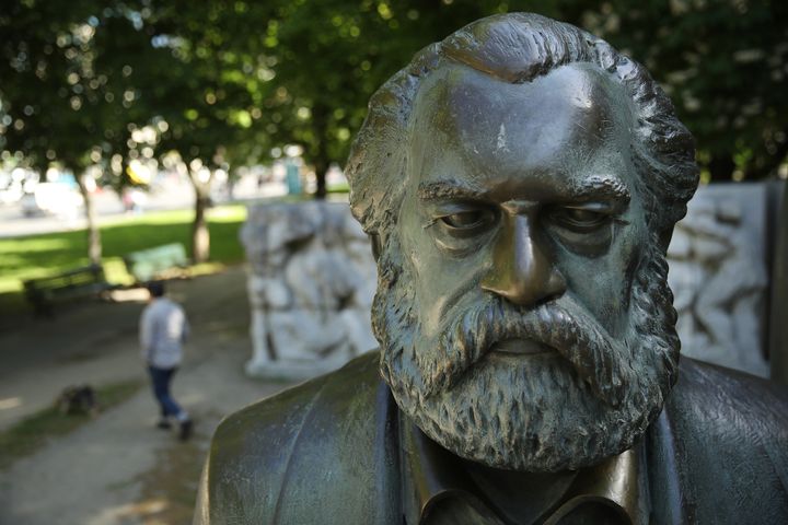 A statue of German philosopher and revolutionary Karl Marx stands in a public park in Berlin on May 4.