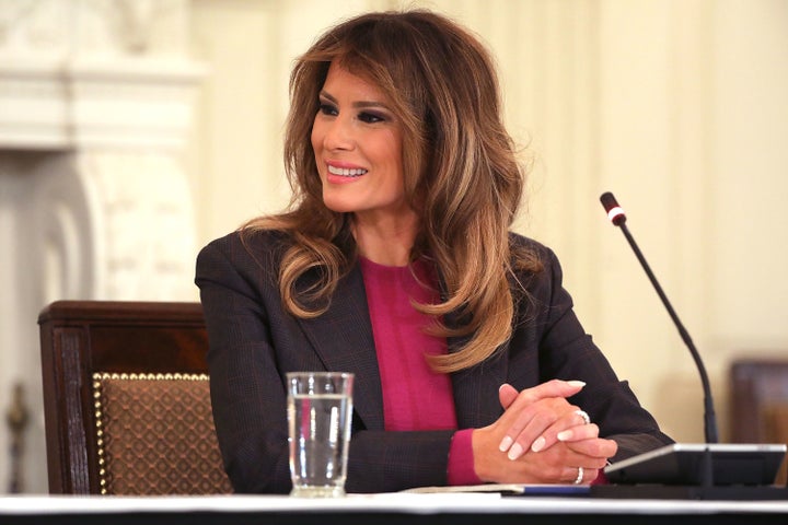 Melania Trump hosts a cyberbullying roundtable discussion with tech industry officials on March 20 at the White House.