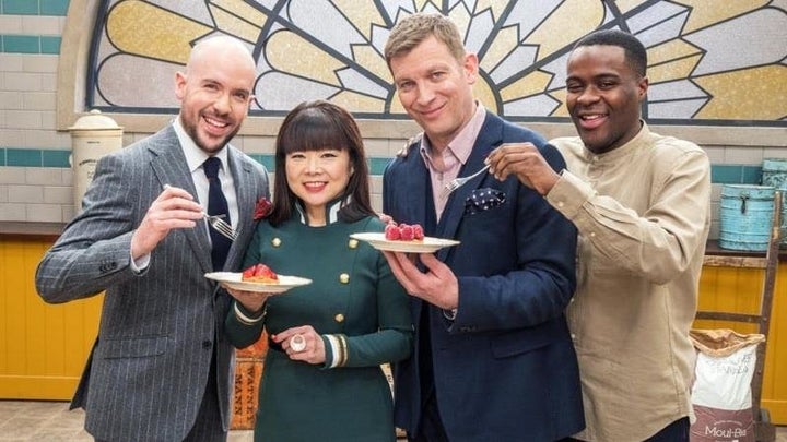 Liam Charles is presenting 'Bake Off: The Professionals' with Tom Allen (left)