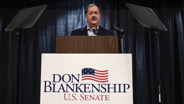 Former Massey Energy CEO Don Blankenship, Republican U.S. Senate candidate from West Virginia, speaks during a town hall campaign event in Huntington, West Virginia, U.S., on Thursday, Feb. 1, 2018. Blankenship has previously declared avid support for pro-coal President Donald Trump and signaled he was aligned with West Virginia's hard-working electorate. Photographer: Luke Sharrett/Bloomberg via Getty Images