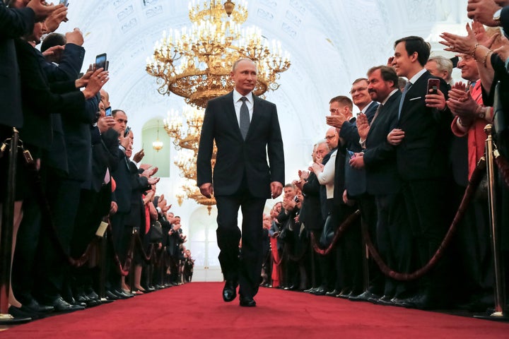 Vladimir Putin’s inauguration for a fourth term as Russian president came two months after more than 70 percent of voters backed him in an election in which he had no serious challengers.