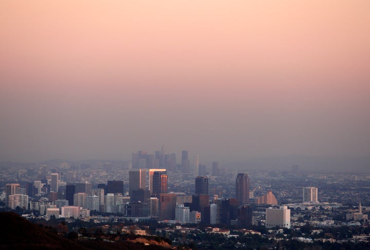 Smog hovers over Los Angeles in 2007.