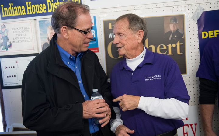 Indiana Republican Mike Braun, left, has branded himself as an outsider businessman — just like Trump.