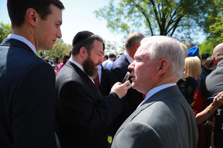 Jared Kushner speaks with Attorney General Jeff Sessions at a recent event at the White House.