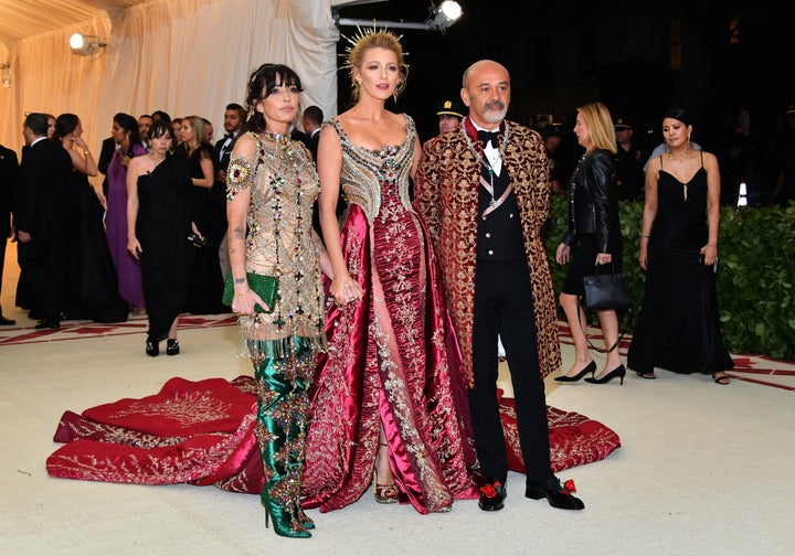 Reed Morano, Blake Lively and Christian Louboutin attends the Met Gala. 