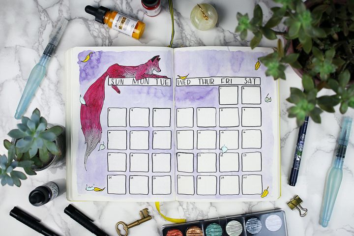 A snippet of Shelby's monthly layout in her bullet journal. 