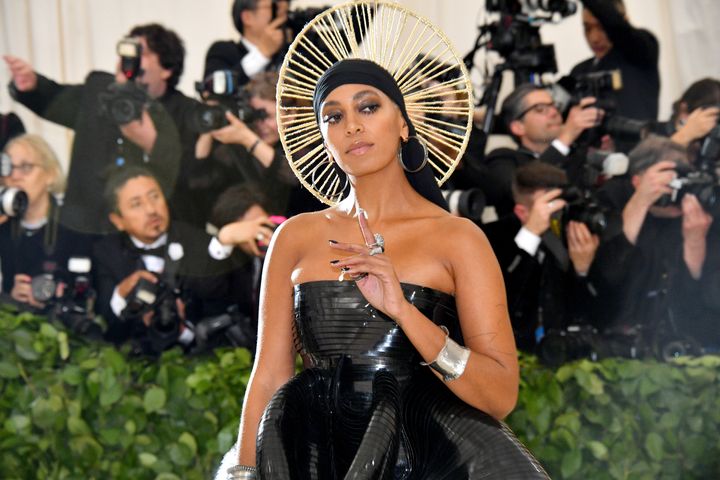 Solange Knowles attends the Heavenly Bodies: Fashion & The Catholic Imagination Costume Institute Gala at The Metropolitan Museum of Art on 7 May 2018 in New York City. 