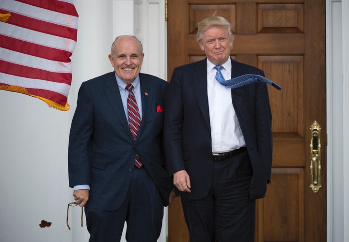 Rudy Giuliani and Donald Trump at the Trump National Golf Club in November 2016.