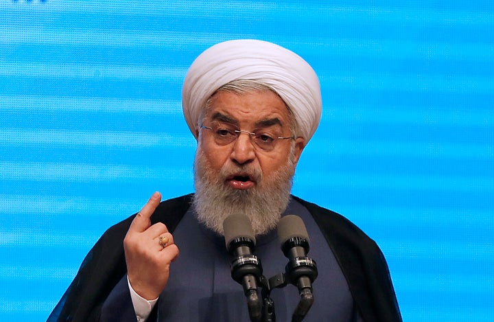 Iranian President Hassan Rouhani, seen last month, had said that if the U.S. left the nuclear deal it would be a "h