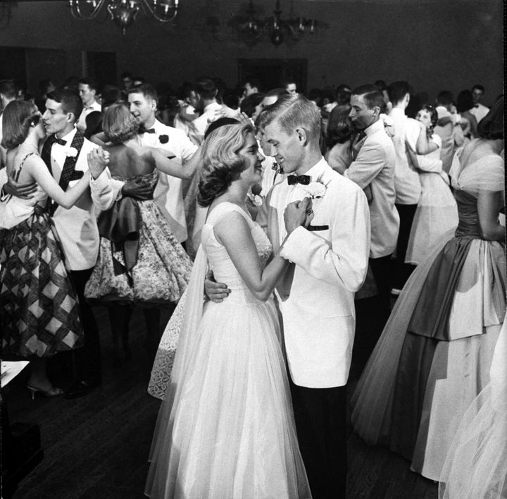 Students dance at the 1958 Mariemont High School prom in Ohio.