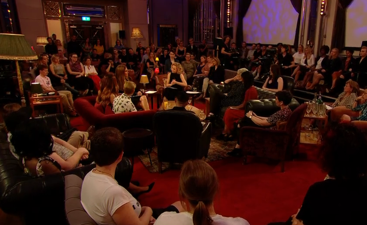 The 'Genderquake' studio, in which Munroe, Germaine and Caitlyn debated gender with Cathy Newman