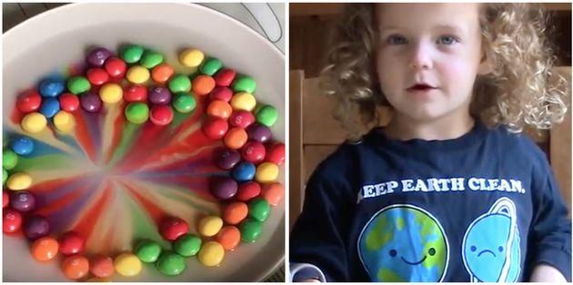 Freya does simple science experiments at home with her mum. 