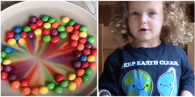 Freya does simple science experiments at home with her mum. 