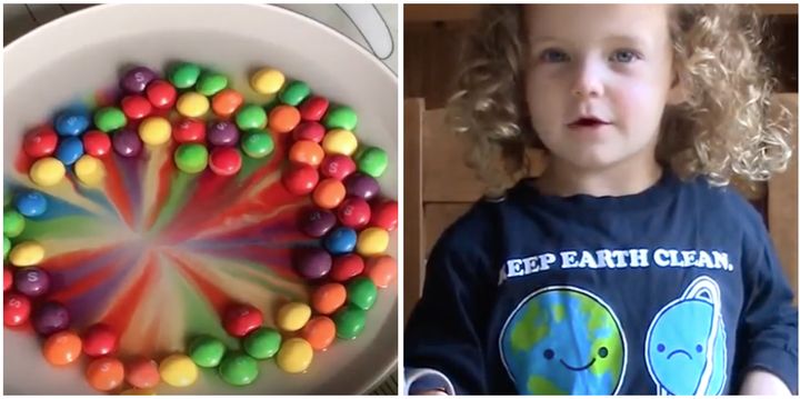 Freya does simple science experiments at home with her mum. 