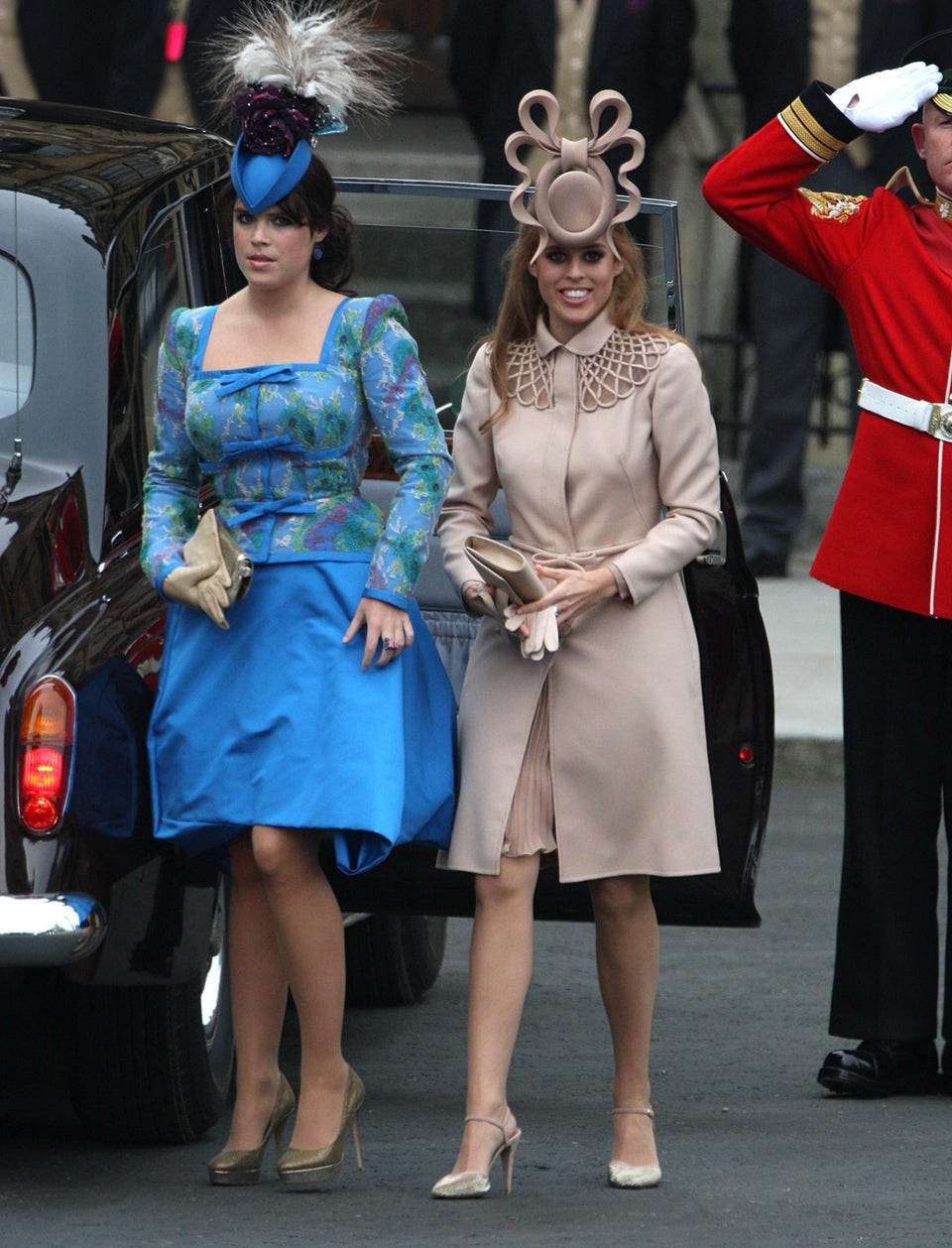 Princesses Beatrice (right) and Eugenie stole the show and William and Kate's 2011 wedding with their extravagant head-gear 