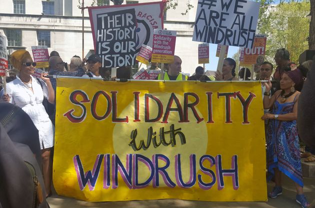 Protestors demanding an end to the Home Office 'hostile environment' policy