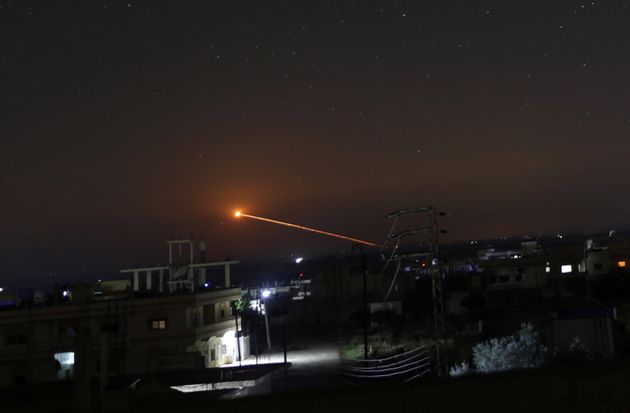 Missile fire is seen over Daraa Syria on May 10