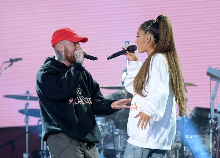 Mac Miller and Ariana Grande perform at a Manchester benefit.