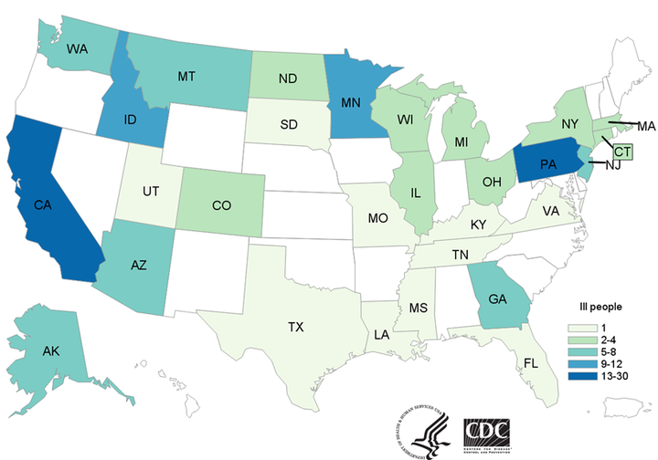The most cases of E. coli linked to Romaine lettuce have been in California and Pennsylvania. Idaho and Minnesota have a