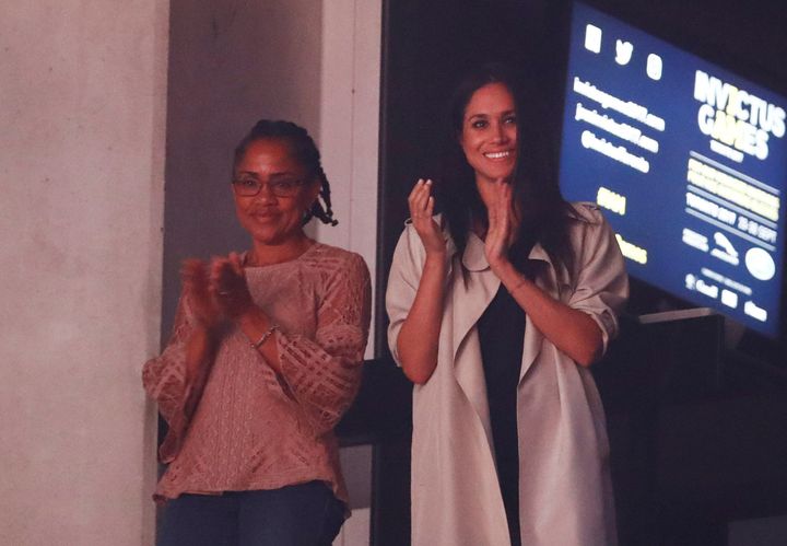 Meghan and her mother at the Invictus Games in 2017, where Doria met Prince Harry 