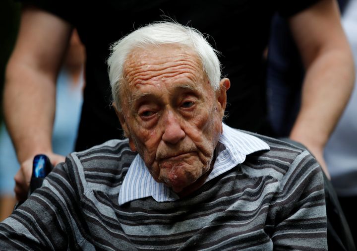 David Goodall, 104, arrives to hold a news conference a day before he intends to take his own life in assisted suicide, in Basel, Switzerland May 9, 2018. 