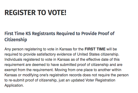 A section of the Riley County website that says first-time voters need to prove their citizenship. 