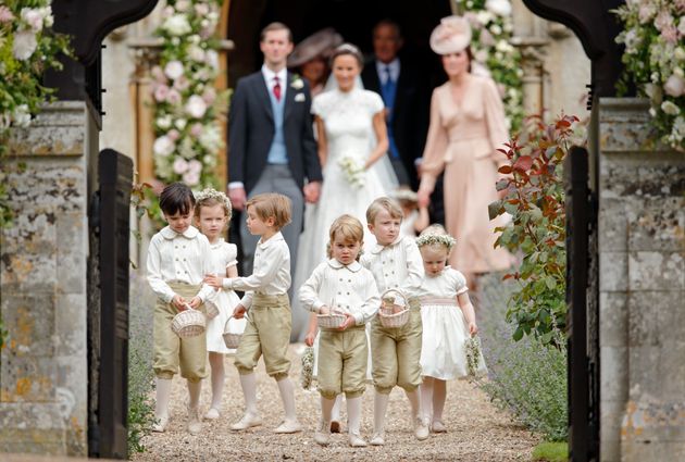 Prince George reporting for pageboy duty at his aunt Pippa Middleton's wedding in 2017.