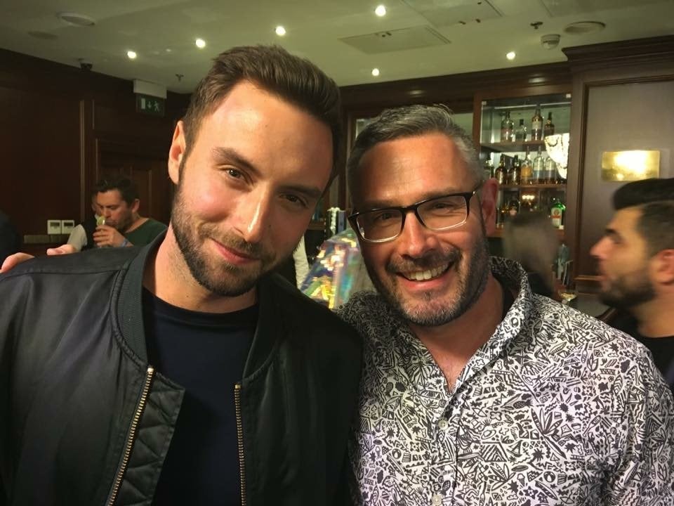 Dean, right, with 2015 Eurovision winner Måns Zelmerlöw  