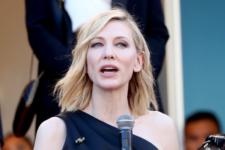 Cate Blanchett delivers her remarks Saturday.