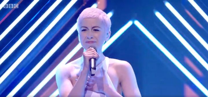 An emotional SuRie after completing her performance