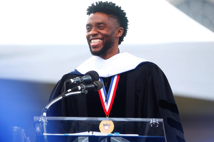 Chadwick Boseman addresses graduates at Howard University on Saturday.